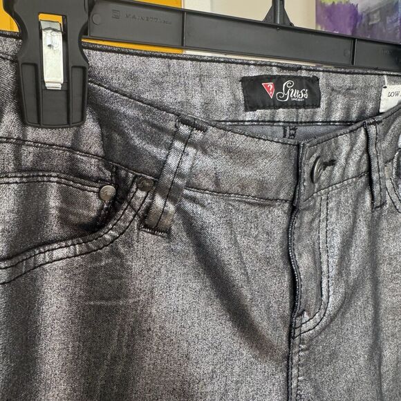 Guess Metallic Skinny Jeggings Silver Maxine Fit - Picture 2 of 10